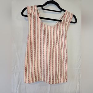 Madewell Boucle Red/Cream Stripe Cross Back Tank Top Size Medium